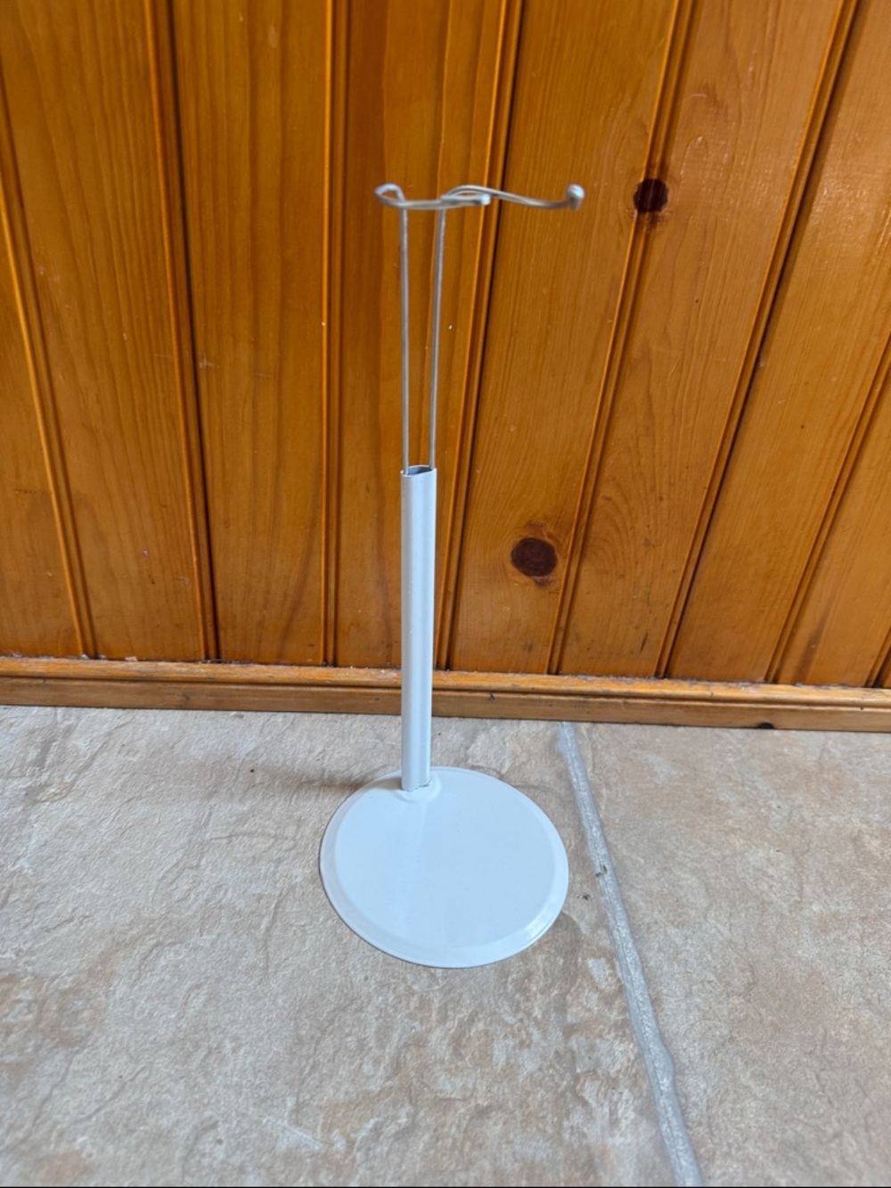 White Metal Doll or Action Figure Display Stand - adjusts 8" to 12" High